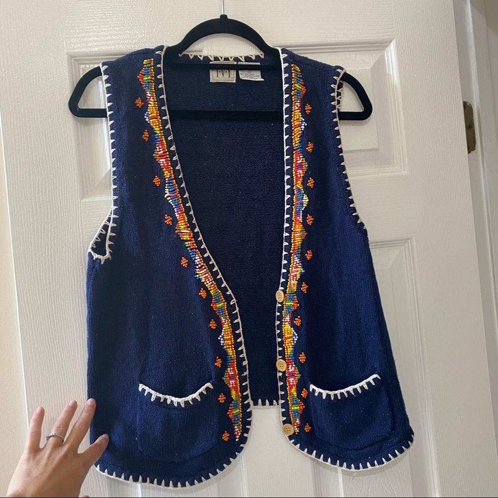 Ivy beaded vintage knit vest